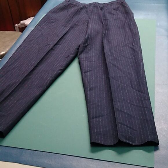 Rafaella Women's Navy 14 Wool Pin Stripe Lined Pants No Pockets Cottagecore - Picture 9 of 9